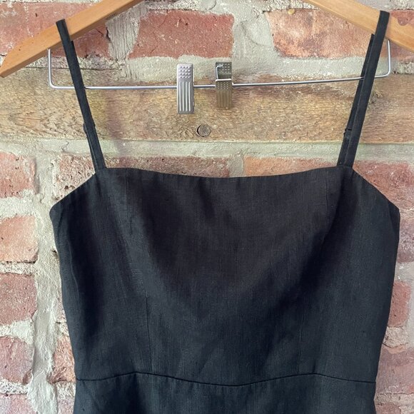 Reformation Black Linen Mini A-Line Dress Spaghetti Strap Size 4 - Picture 2 of 5